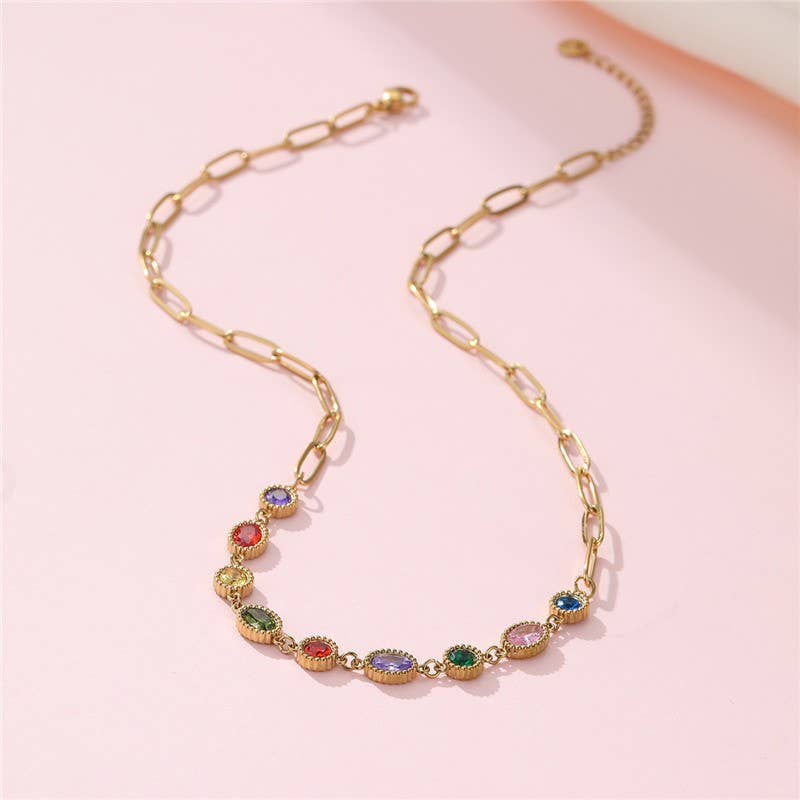 
                  
                    Vintage Style Gems on Paperclip Necklace
                  
                