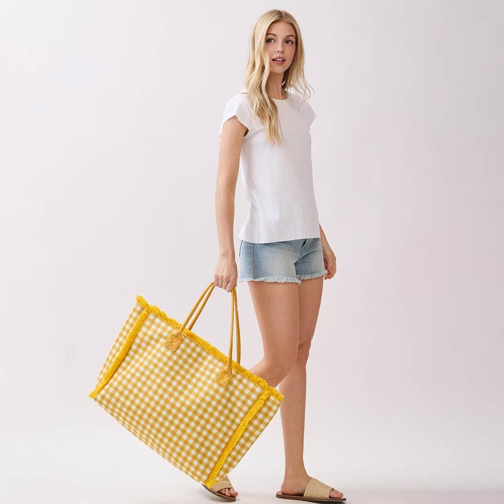 
                  
                    Gingham Low Pyle Terry XL Shoulder Tote
                  
                