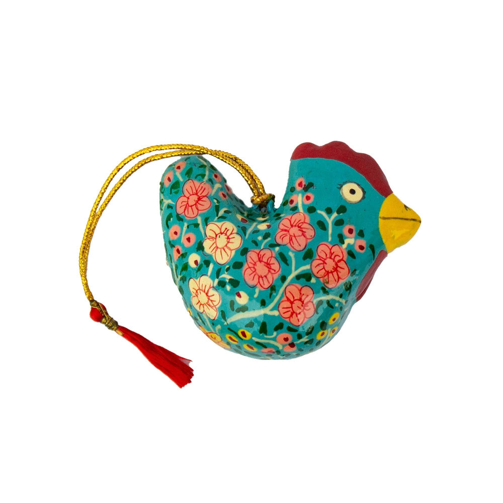 Recycled Paper Mache: Handpainted Chicken Ornament