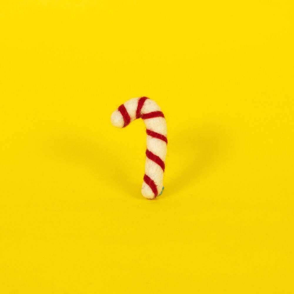 Wool Candy Cane Catnip Toy