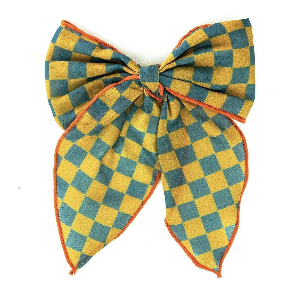 Fable Bow | Mid Size - Checkered Laguna + Wheat