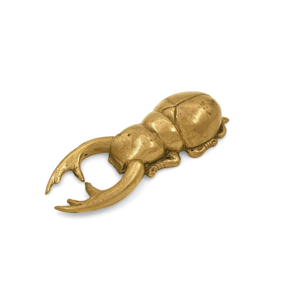 Stag beetle shaped solid brass gold bottle opener
