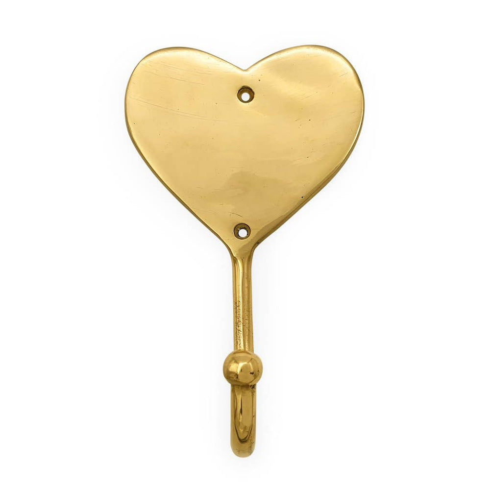 Solid brass wall hook with a gold heart
