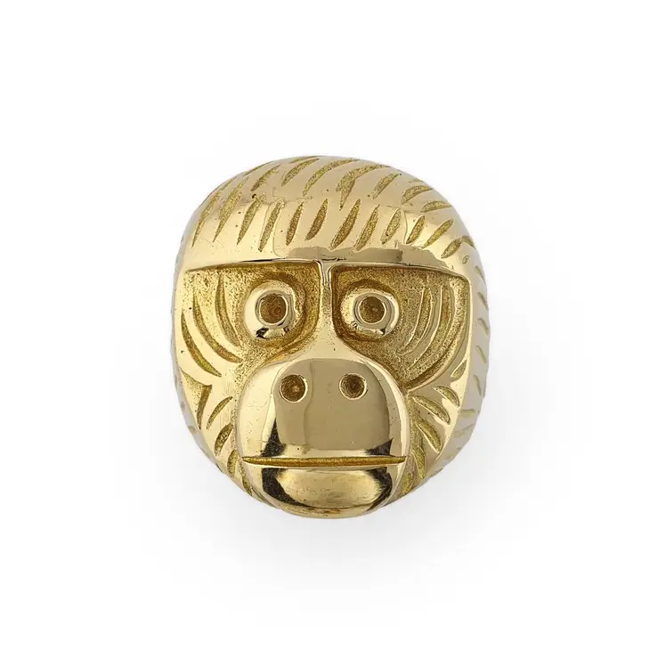 Solid brass monkey head ring