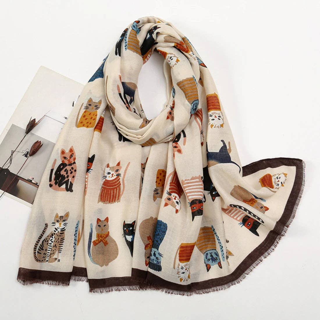 
                  
                    Illustrative Cat Pattern Scarf
                  
                