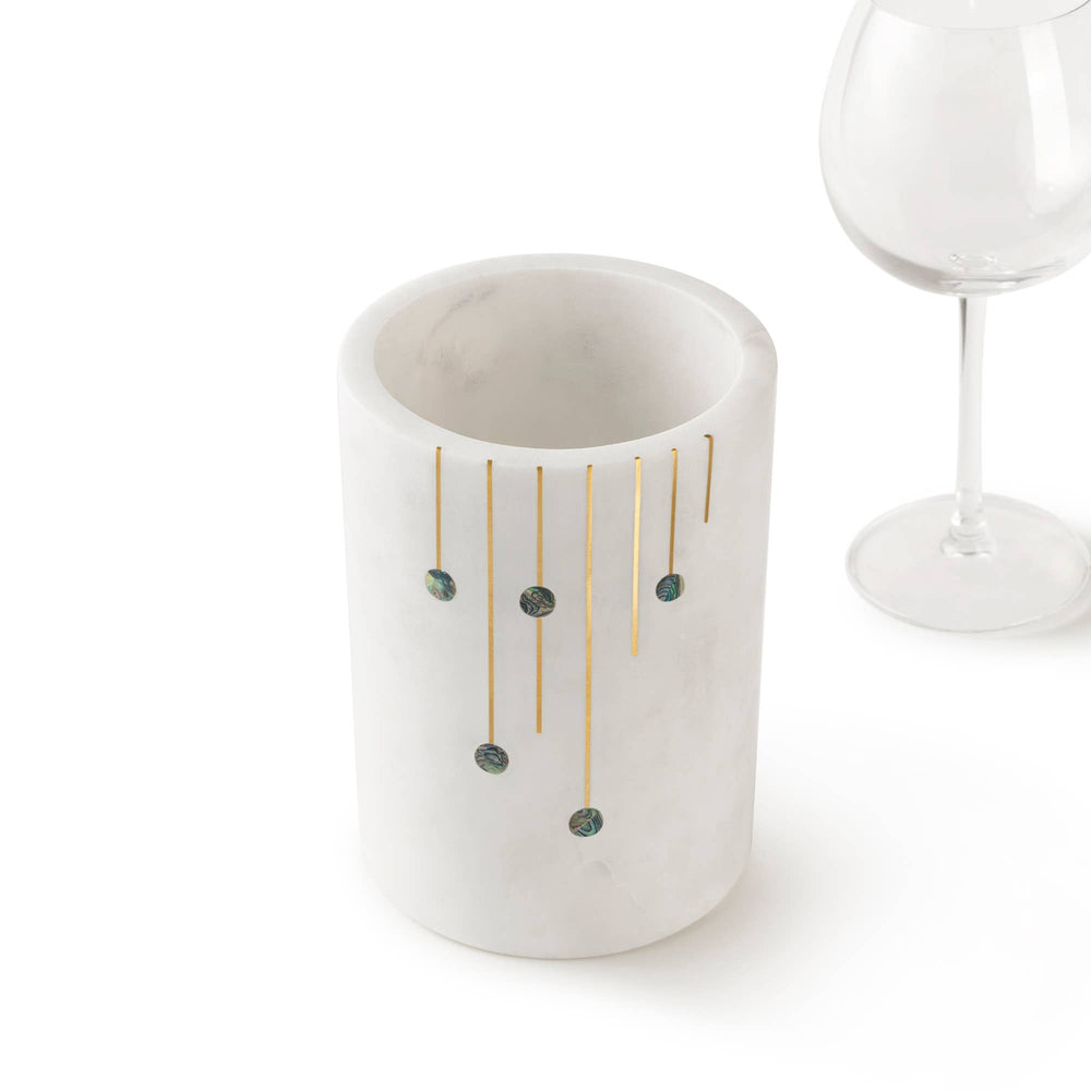 
                  
                    Marble Wine Chiller with Brass and Mother of Pearl Inlay
                  
                