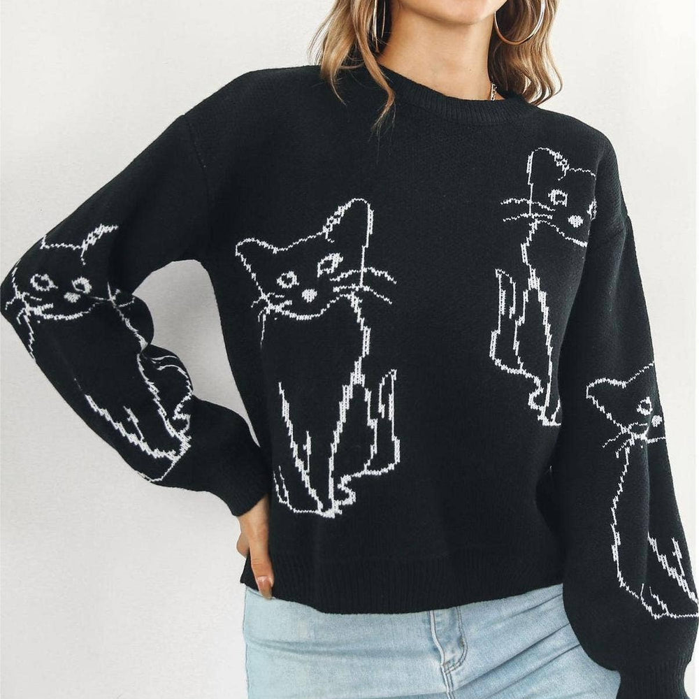 
                  
                    Cat Contour Jacquard Knit Sweater
                  
                