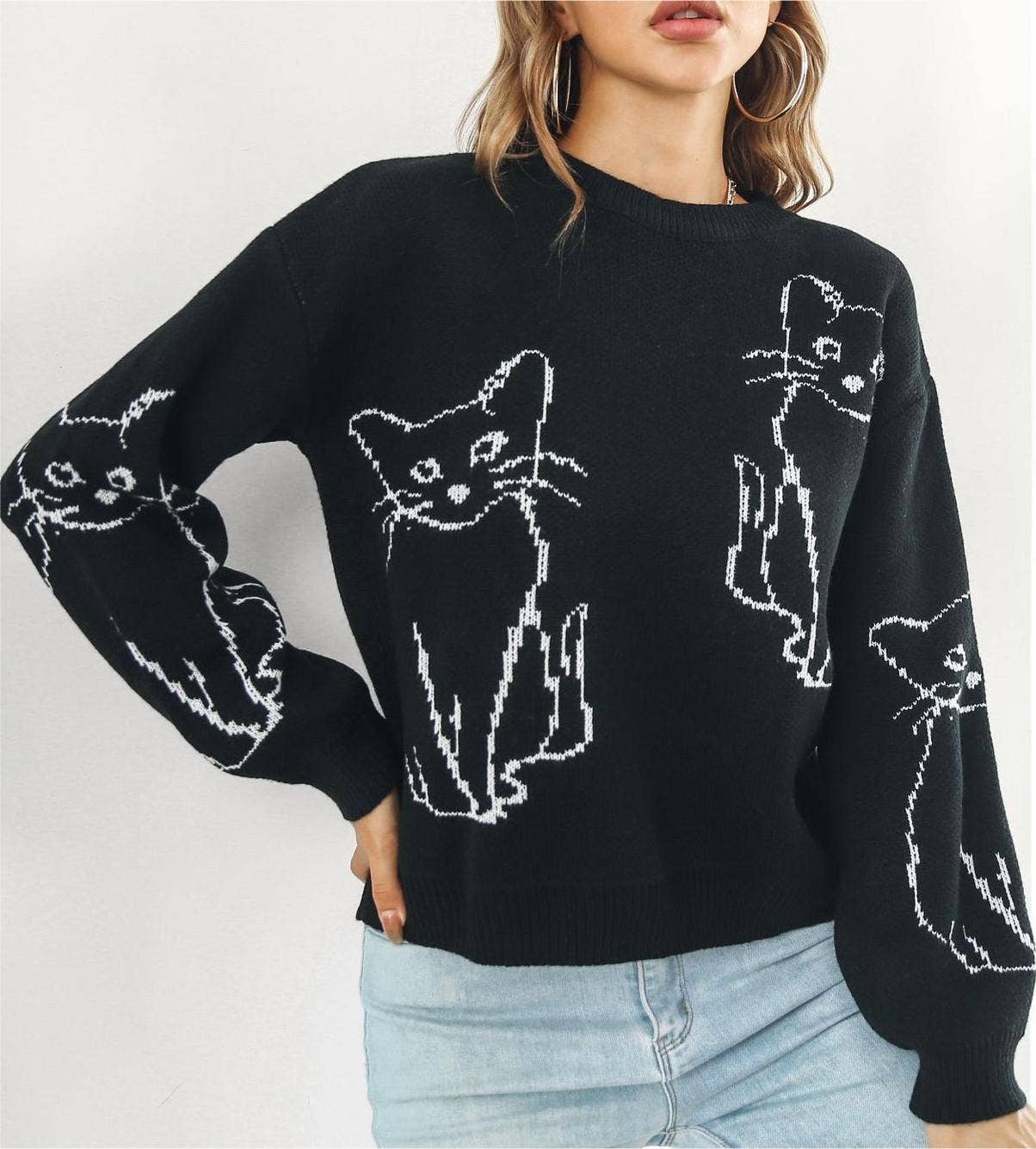 
                  
                    Cat Contour Jacquard Knit Sweater
                  
                