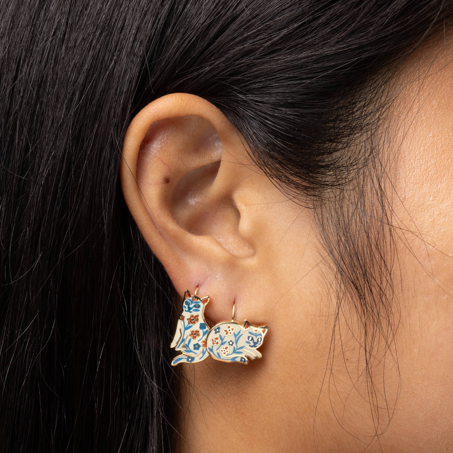
                  
                    Floral Cat Drop Earrings by Yellow Owl
                  
                