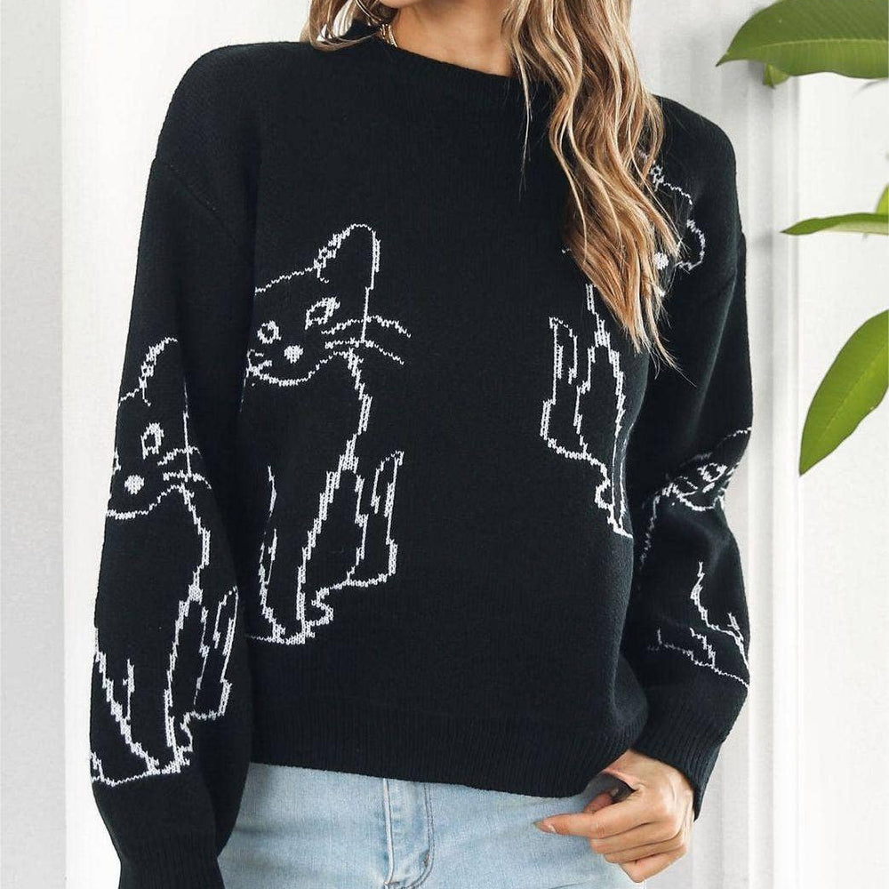 
                  
                    Cat Contour Jacquard Knit Sweater
                  
                