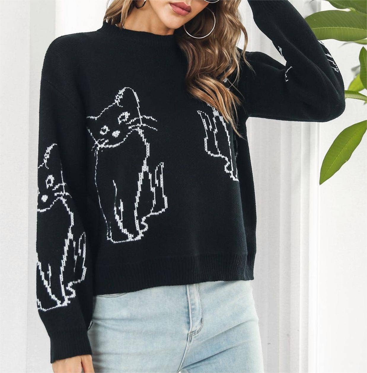 
                  
                    Cat Contour Jacquard Knit Sweater
                  
                