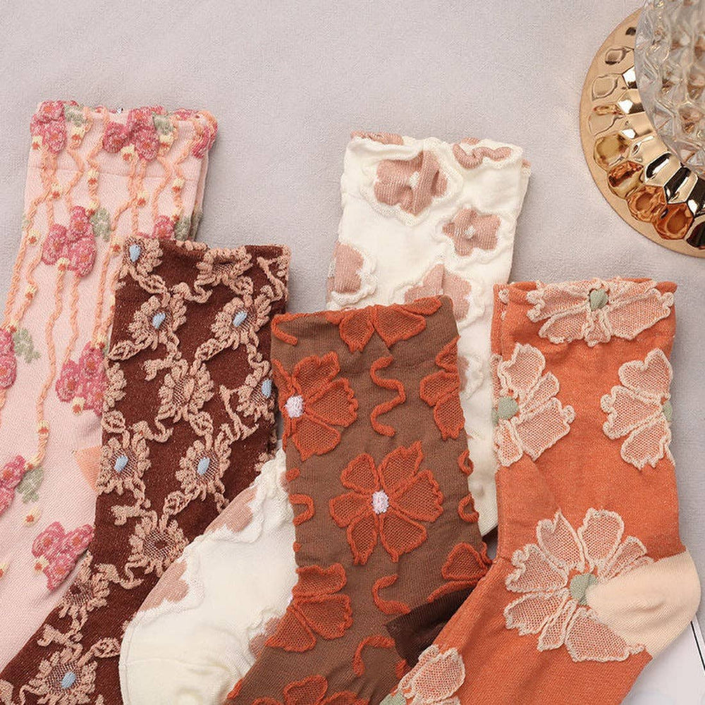 
                  
                    Embossed Women's Socks - Orange Florals
                  
                