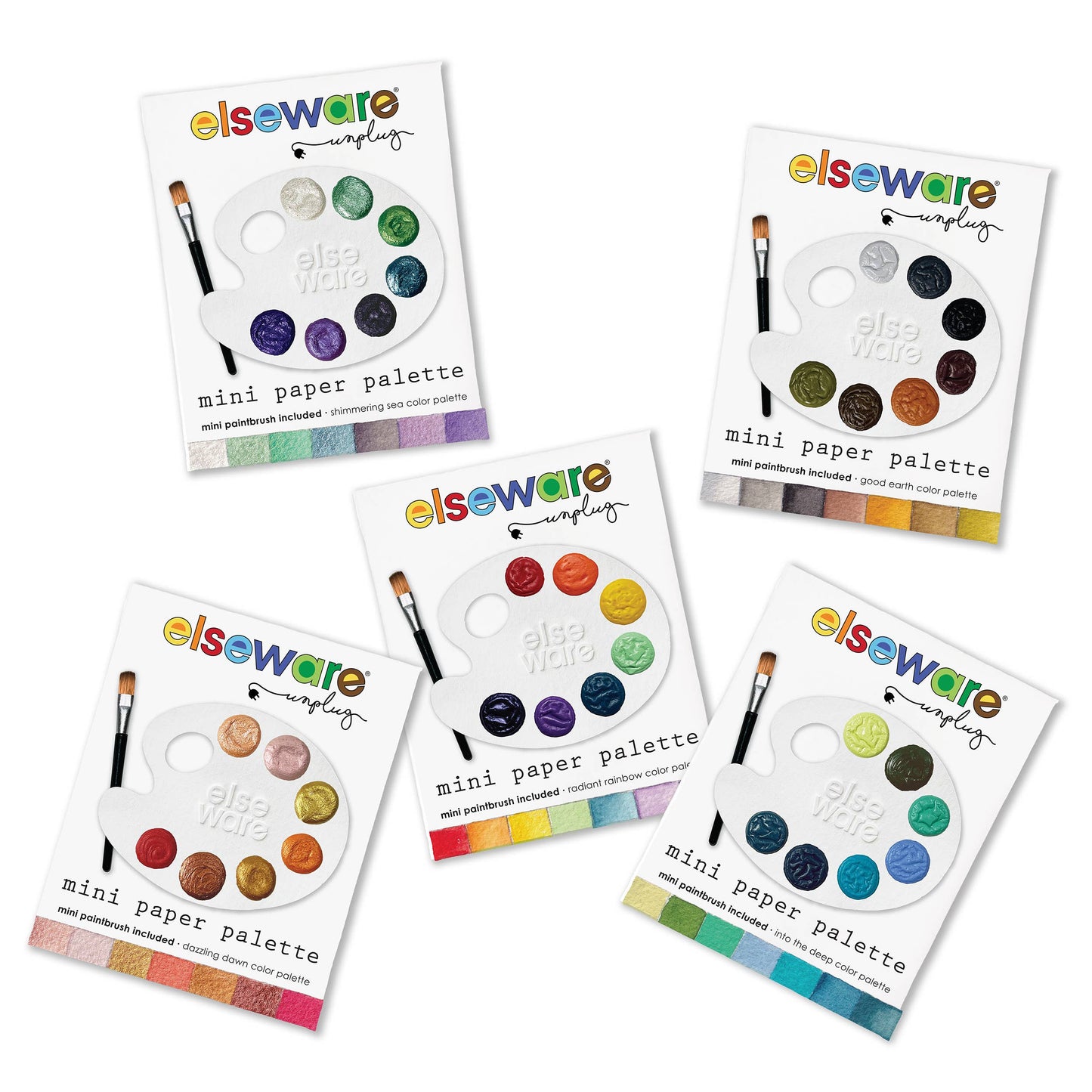 
                  
                    Mini Watercolor Paper Palettes - 5 pack + Mini Paintbrushes
                  
                