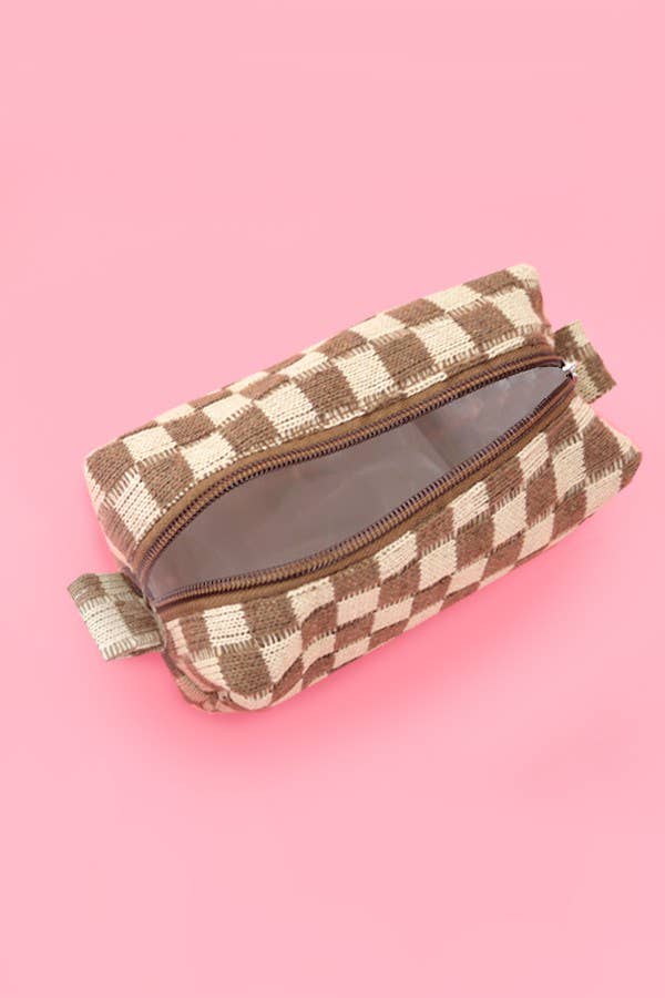 
                  
                    Knit Checkered Zip Pouch
                  
                