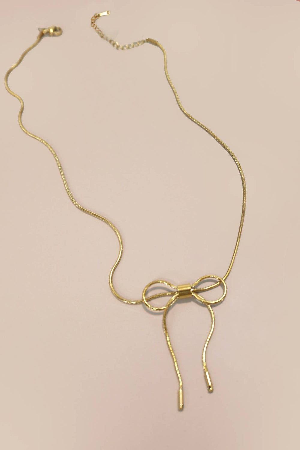 Gold Bow Cable Necklace