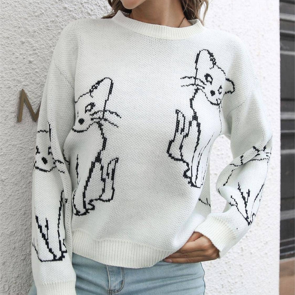 
                  
                    Cat Contour Jacquard Knit Sweater
                  
                