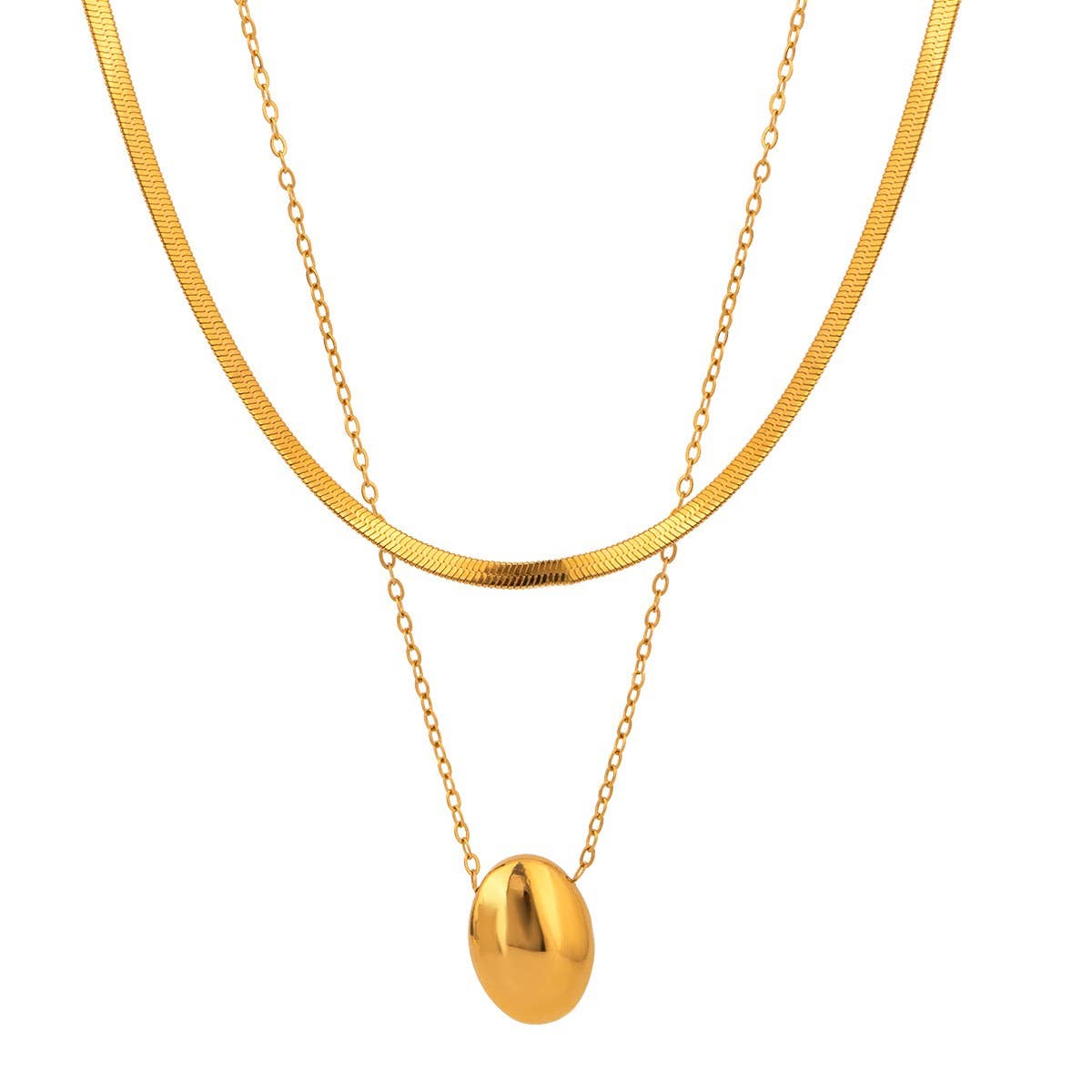 
                  
                    Bean and Herringbone Necklace Stack
                  
                