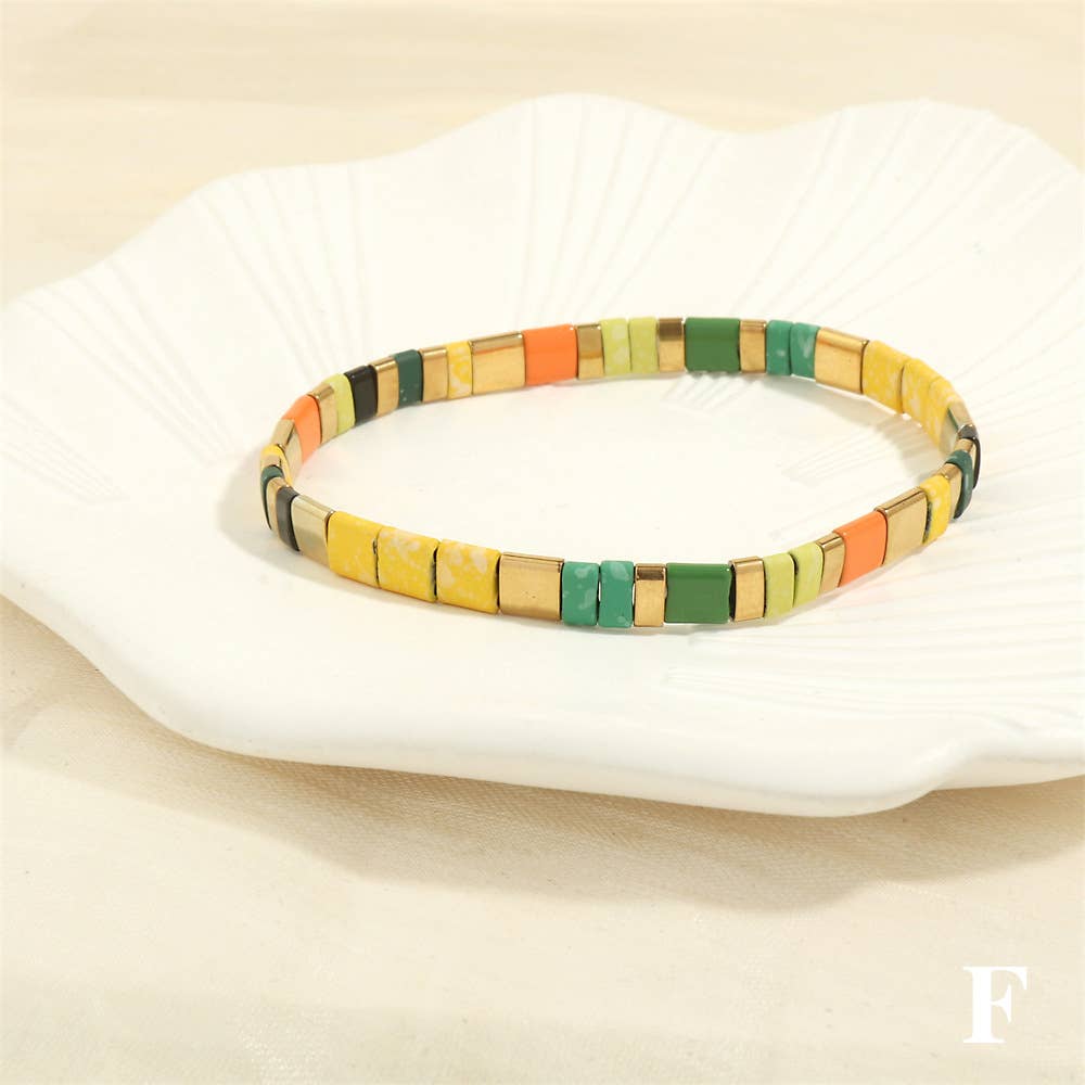 
                  
                    Glass TILA + Hematite Beaded Elastic Bracelets (Collection B)
                  
                