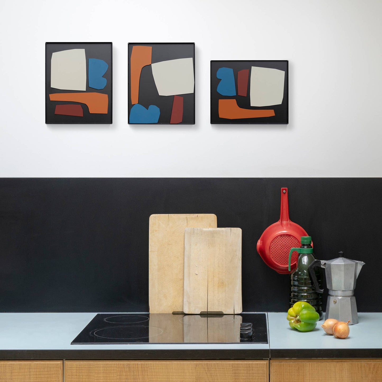 
                  
                    Three magnetic metal Matisse inspired rearrangeable composition piece of art hanging on a wall
                  
                