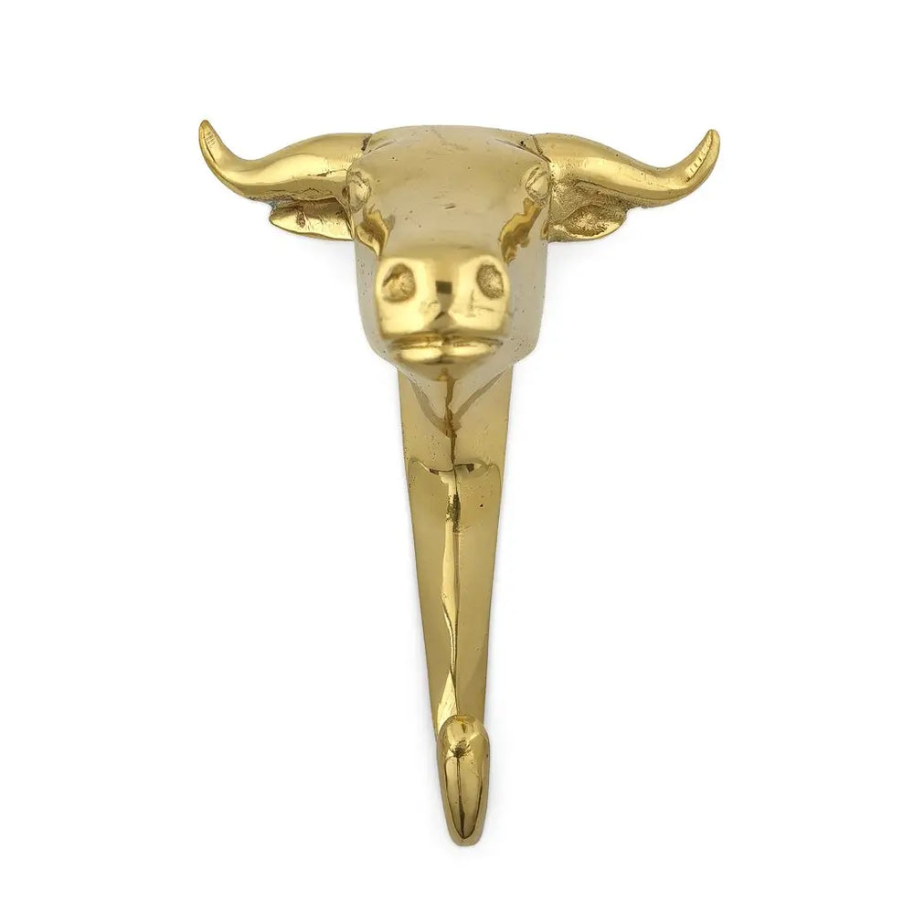 
                  
                    Strong and sturdy solid brass bull or cow hook for coats and bags
                  
                