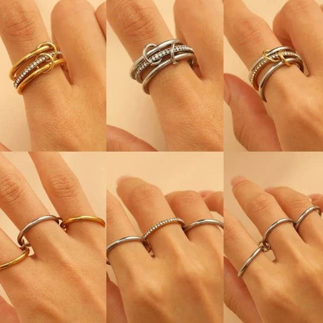 
                  
                    Linked Bands Mixed Metal Rings
                  
                