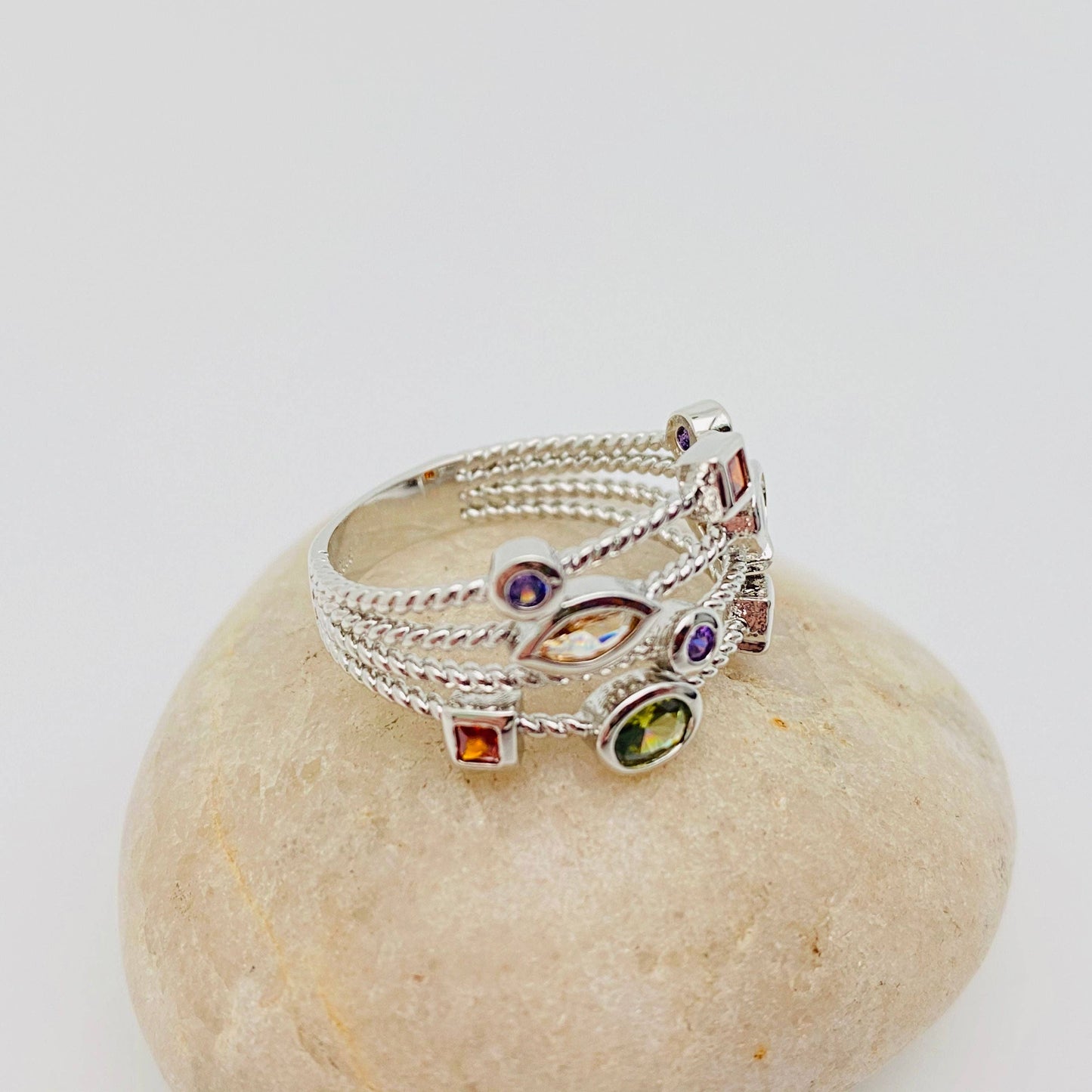 
                  
                    Colorful Zircons Multi Banded Ring
                  
                