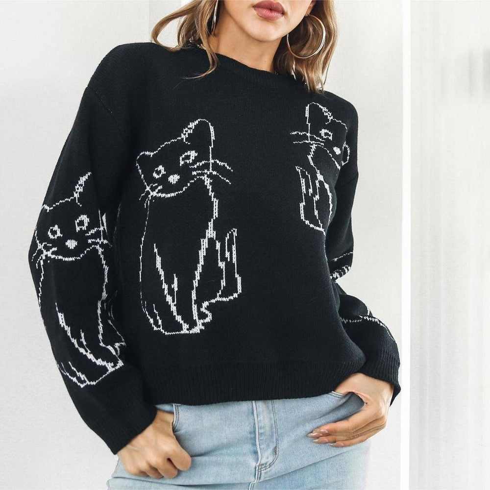 
                  
                    Cat Contour Jacquard Knit Sweater
                  
                