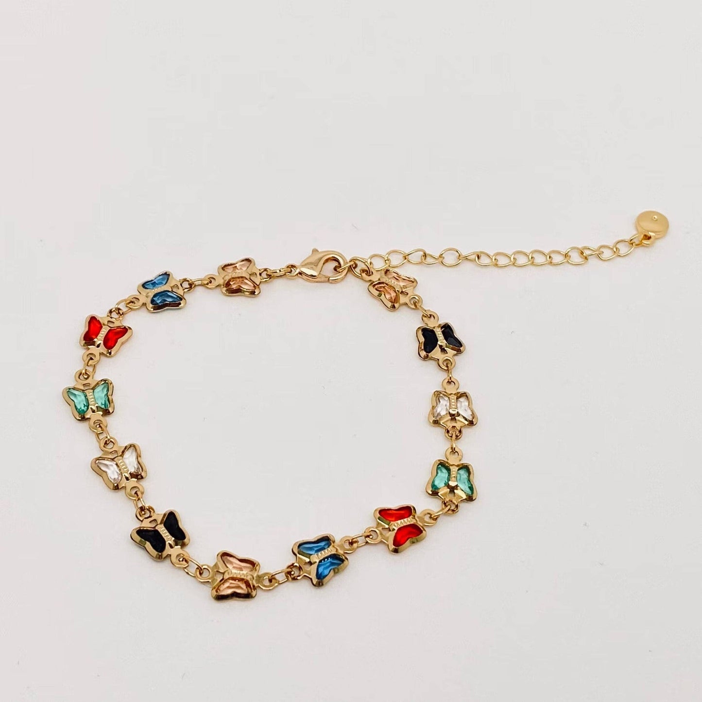 
                  
                    Glass Drilled Colorful Butterfly Gold Plated Bracelet
                  
                