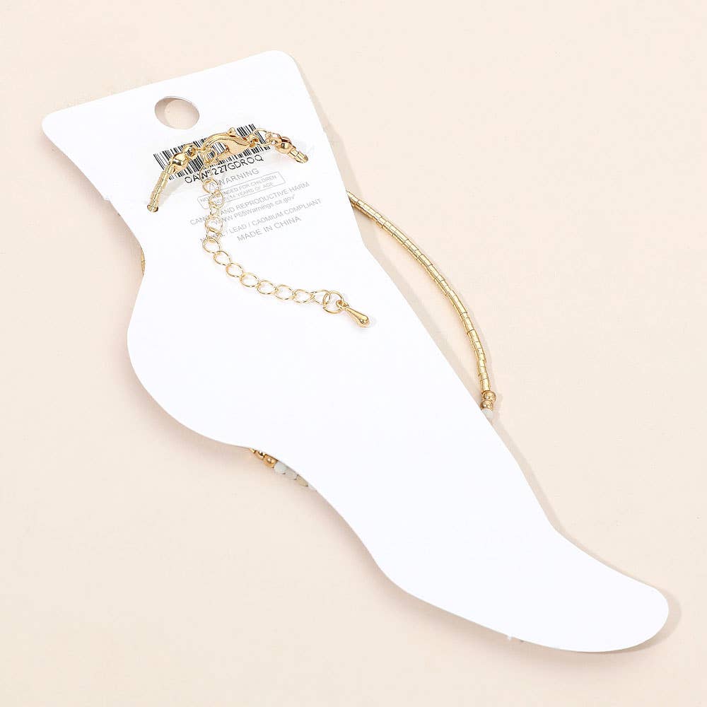 
                  
                    Gold + Peach Petite Beaded Anklet
                  
                