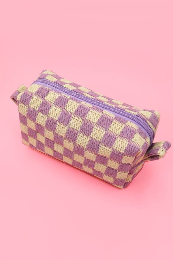 
                  
                    Knit Checkered Zip Pouch
                  
                
