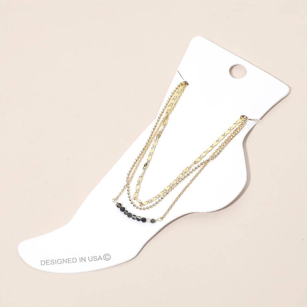 
                  
                    Triple Chain Petite Beaded Anklet
                  
                