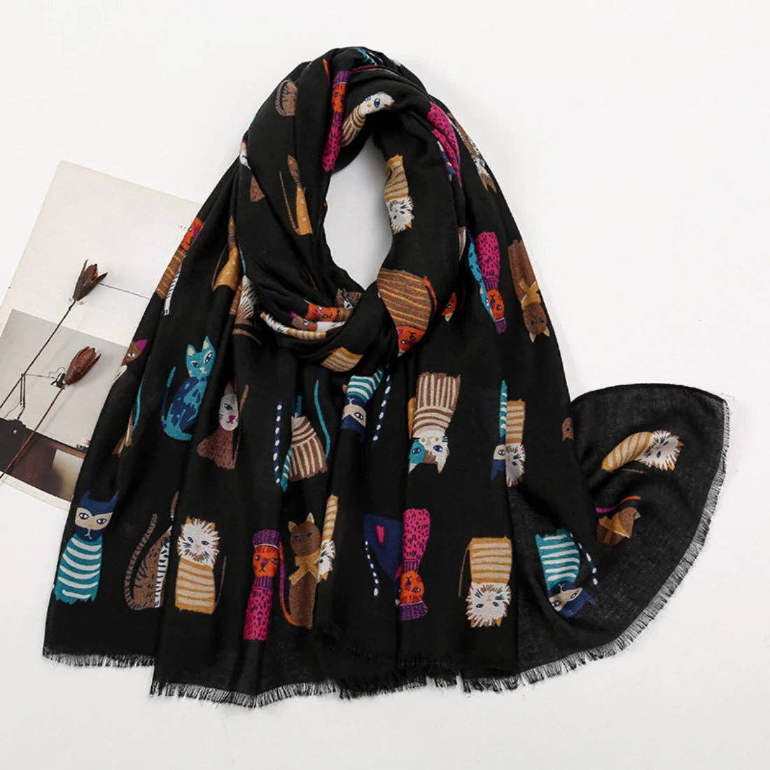 
                  
                    Illustrative Cat Pattern Scarf
                  
                