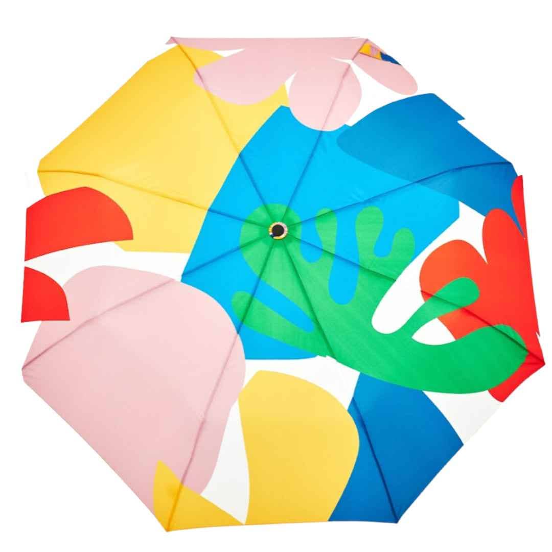 
                  
                    Full opened view of the original duckhead umbrella, with a colorful Matisse-inspired pattern
                  
                