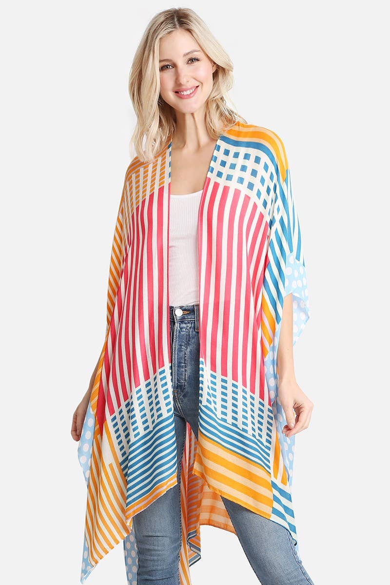 Women's Viscose Color Print Kimono Cover-Up
