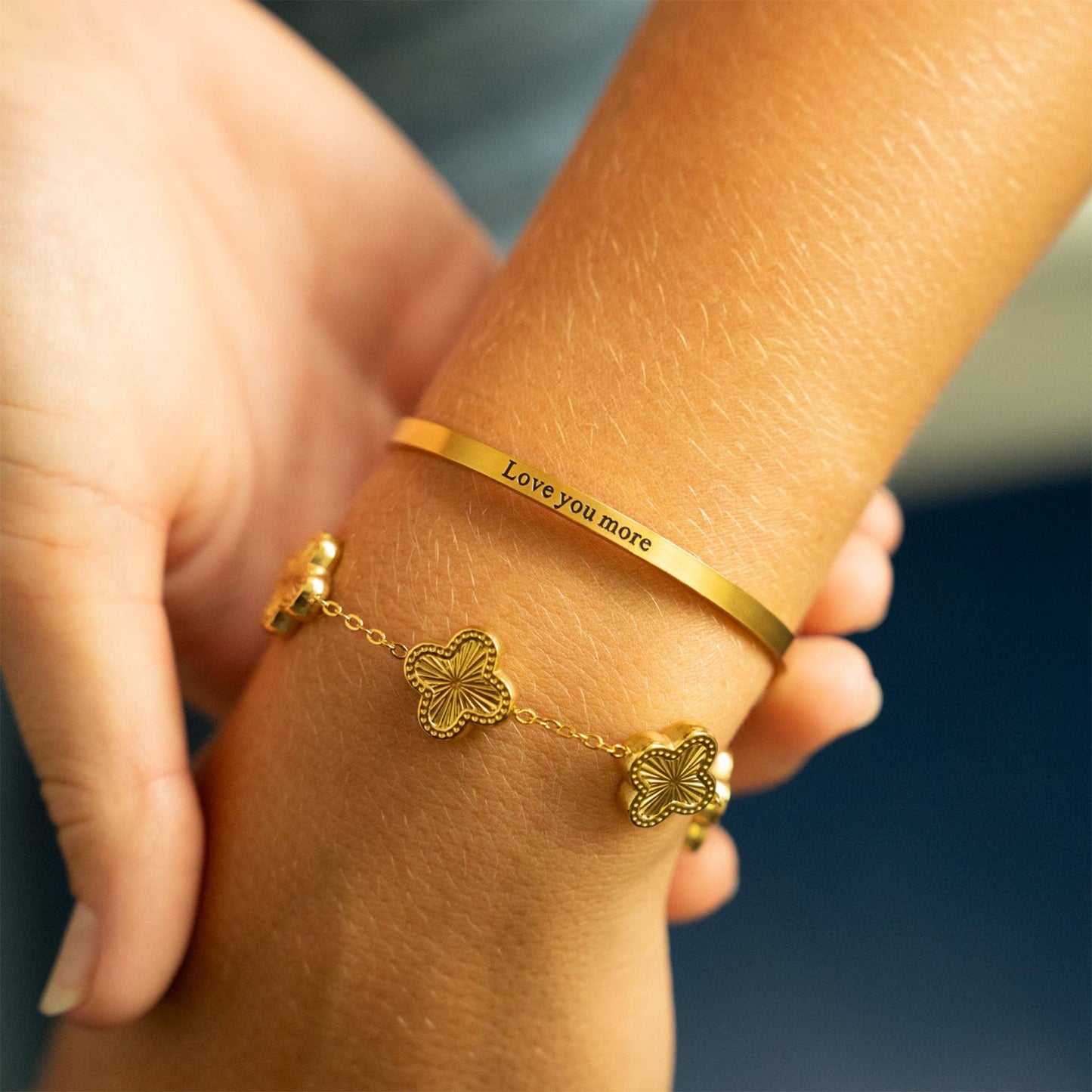 
                  
                    "Love You More" Engraved Cuff Bracelet
                  
                
