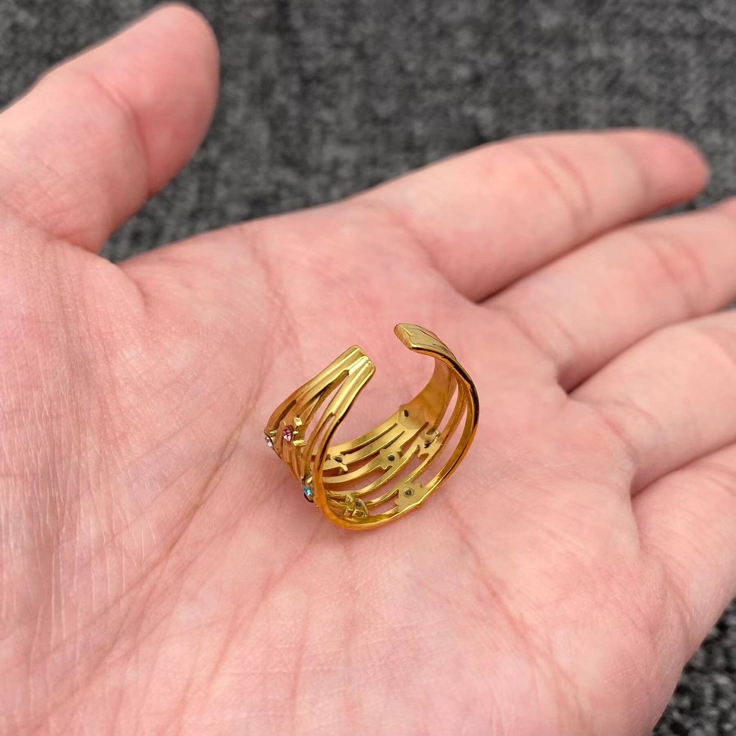 
                  
                    Multi-Color Studded Adjustable Hollow Ring
                  
                