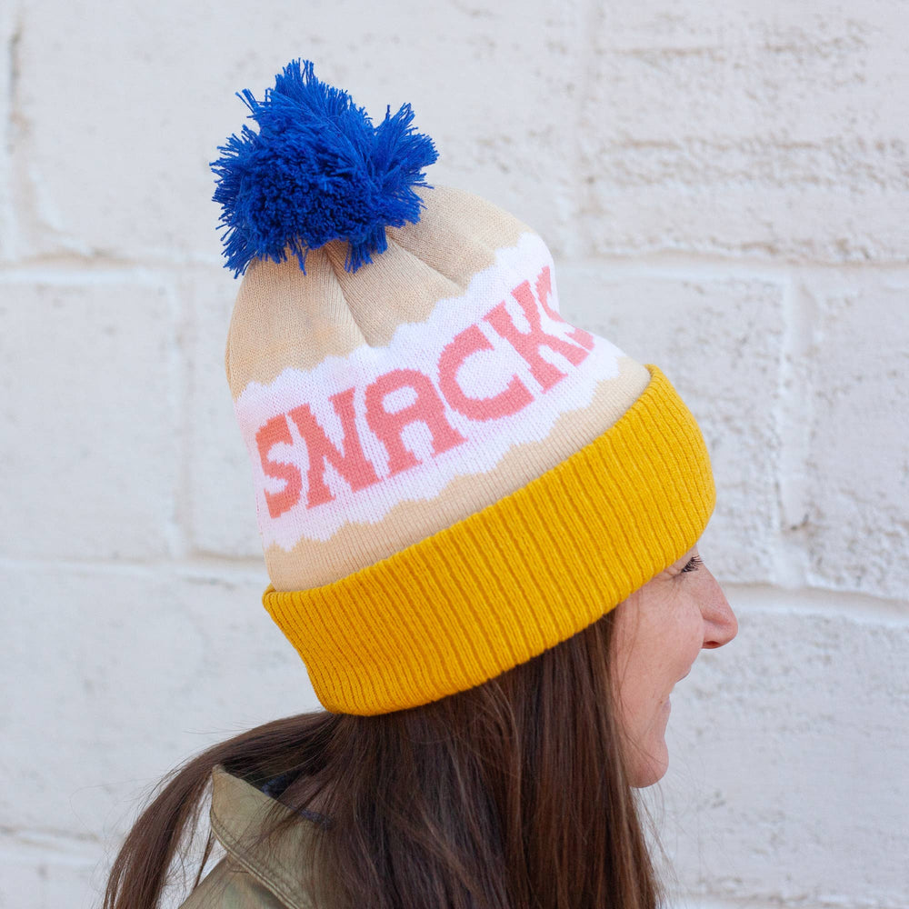 Yellow Snacks Pom Pom Knit Beanie