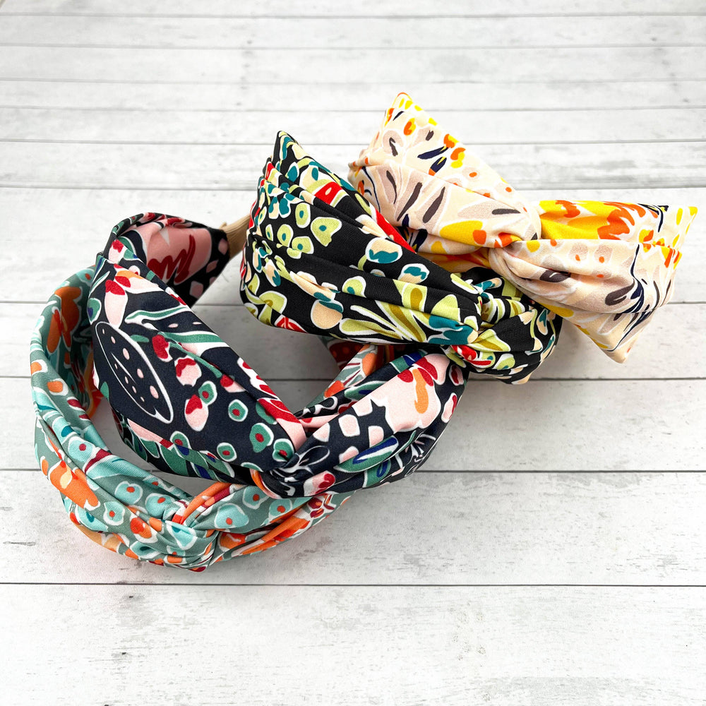 Chiffon Floral Painting Twist Top Headband