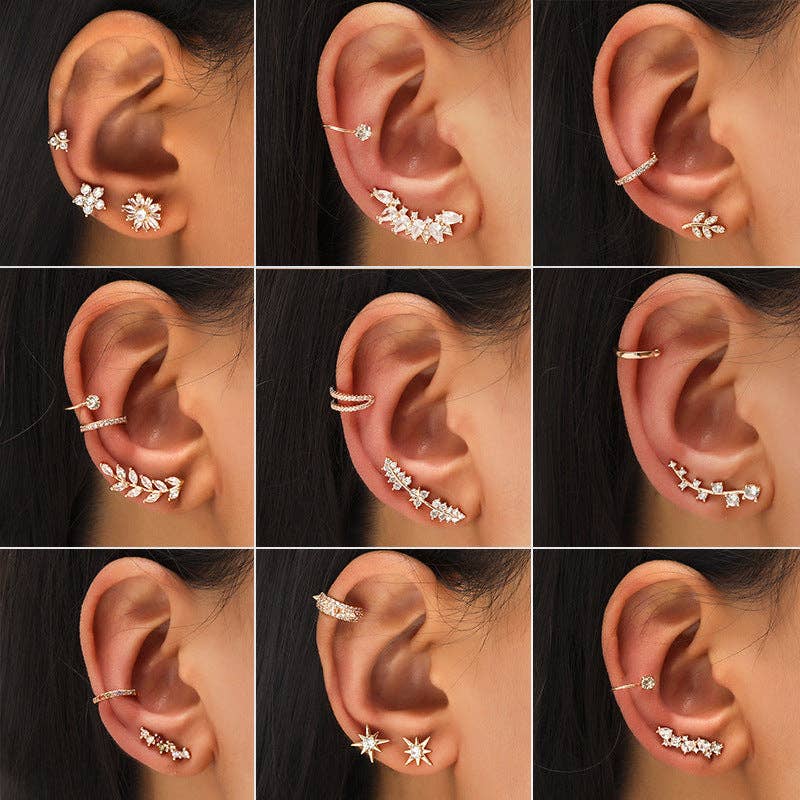 
                  
                    New Geometric Star Shape Ear Clips with Pearl and Zirconia
                  
                