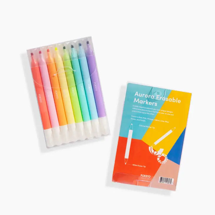 Pack of 8 erasable markers in rainbow colors