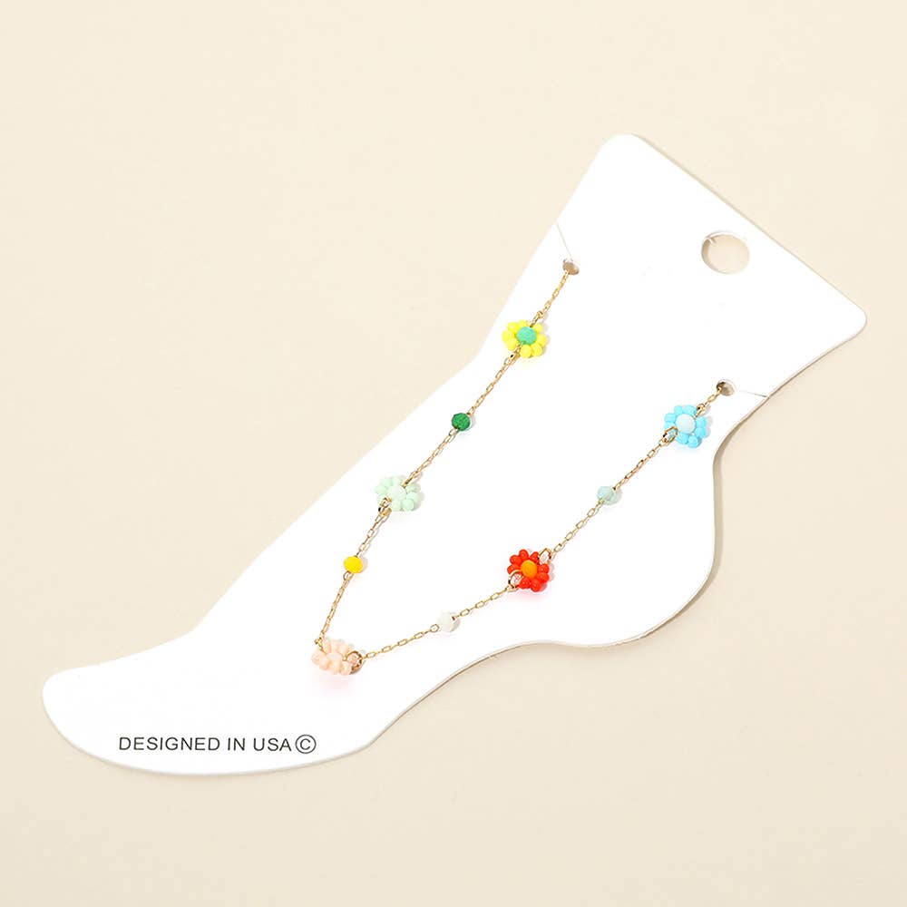 
                  
                    Beaded Flowers Petite Anklet
                  
                