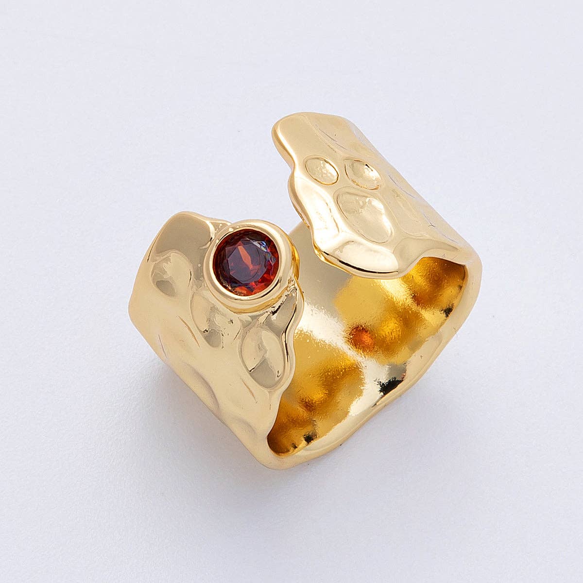 
                  
                    Red CZ Hammered Wide Wrap Ring
                  
                
