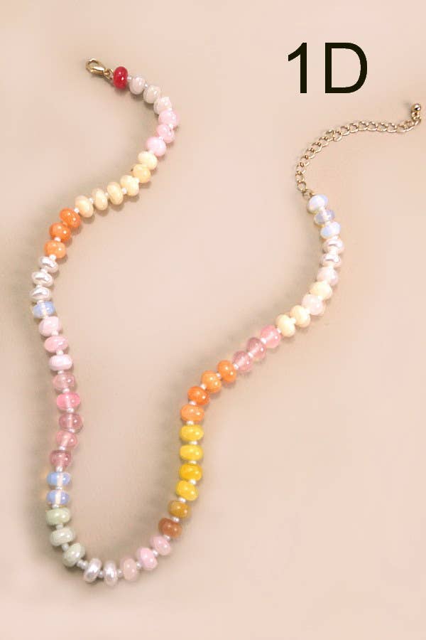 
                  
                    Agate Stone and Glass Beaded Necklace
                  
                