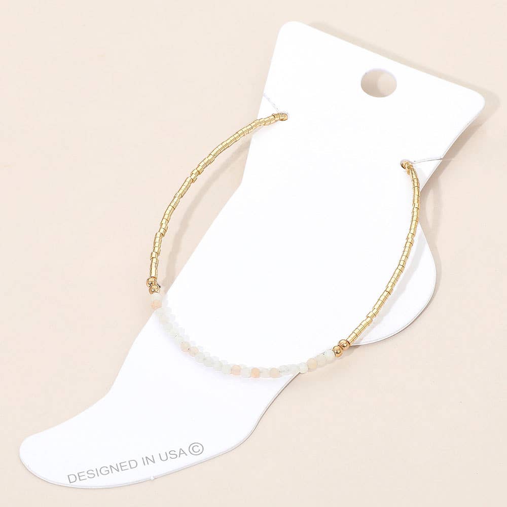 
                  
                    Gold + Peach Petite Beaded Anklet
                  
                