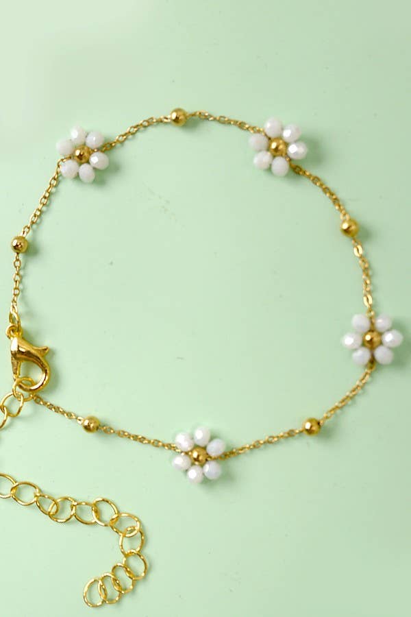 
                  
                    Flower Beaded Gold Link Bracelet
                  
                