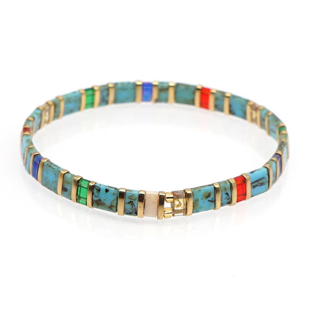 
                  
                    Glass & Hematite Beaded Stretch Bracelet
                  
                