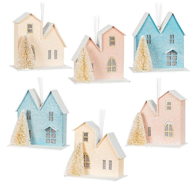 Pastel House & Tree Ornaments