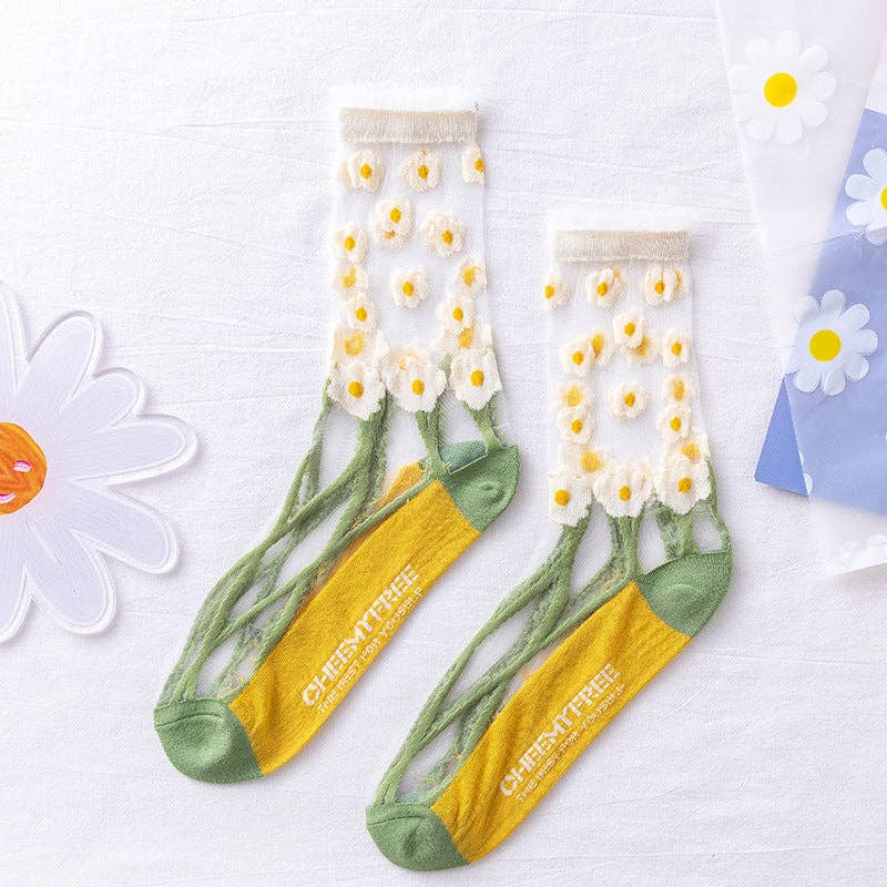 
                  
                    Sheer Floral Socks
                  
                