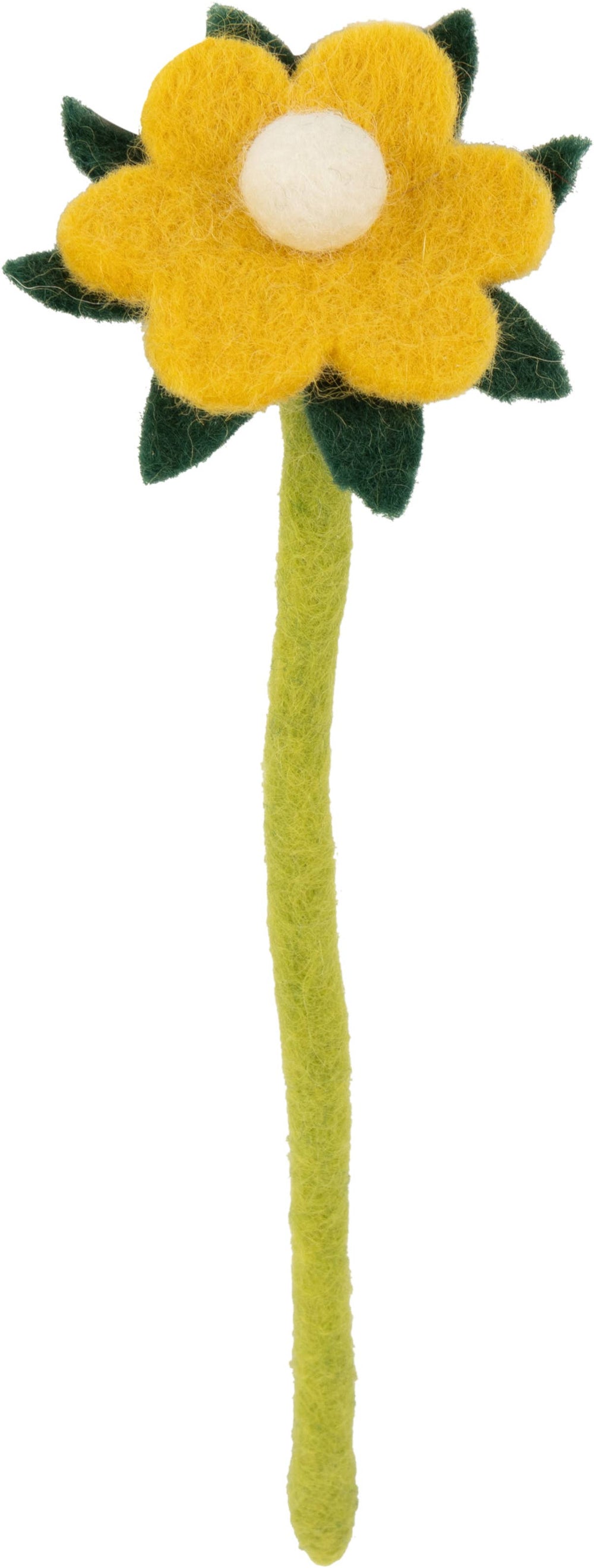 Felted Stem Yellow Felt Button Flower