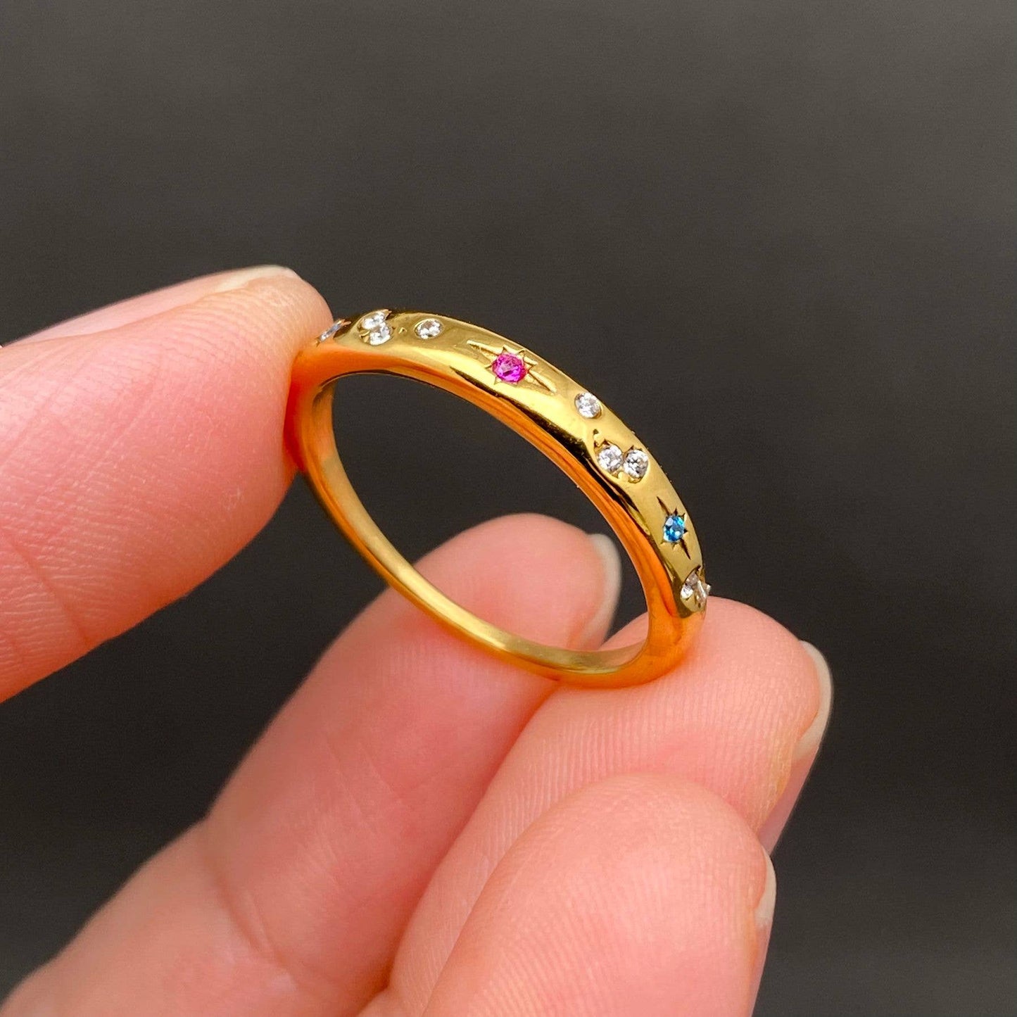 
                  
                    Colored Zircons Inlaid Star Ring
                  
                